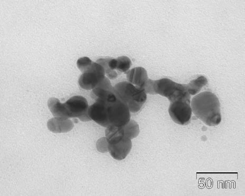 TEM image of nanoparticles of AgCu/PVA.