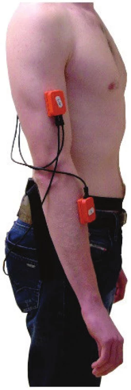 The arrangement of the MTx units of Xsens
system on the right arm, as used in