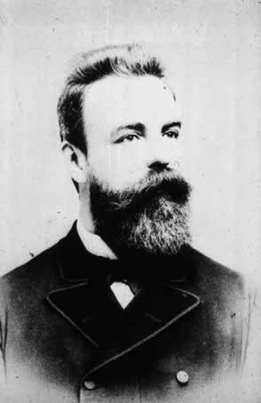 Autor průkopnického článku, pražský
internista Otto Kahler (1849-1893)
(dostupné z https://commons.wikimedia.org/
wiki/File:Kahler.JPG)