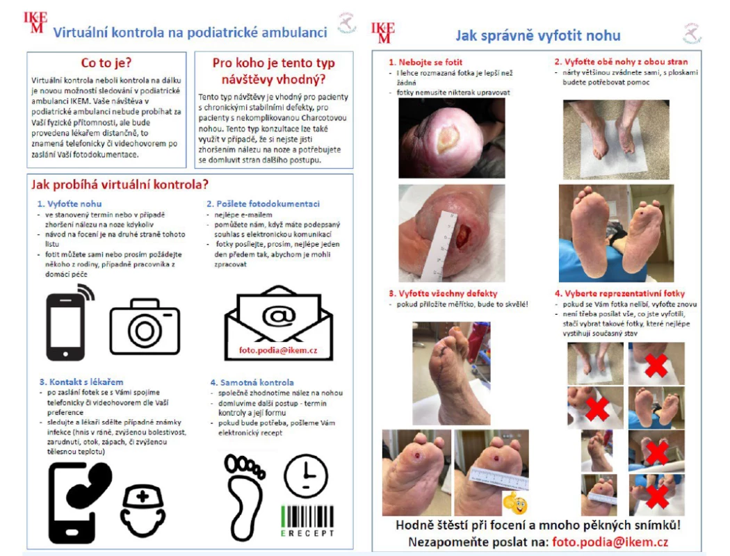 Edukační materiál pro pacienty: Virtuální kontrola v podiatrické ambulanci s instrukcí správného focení nohy