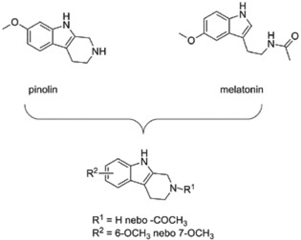 Design a obecná struktura pinolin-melatoninových derivátů