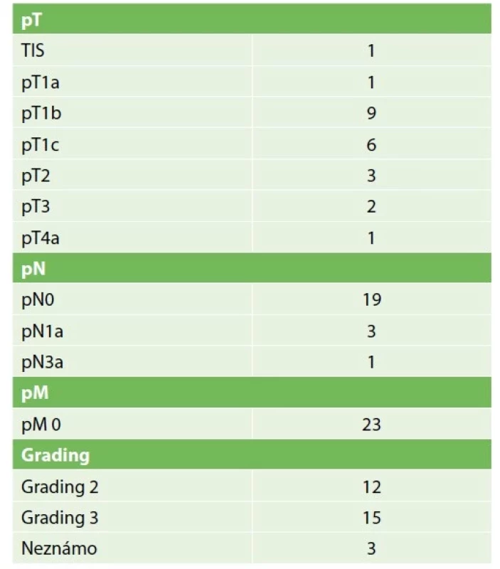 pTNM klasifikace<br>
Tab. 1: pTNM classification