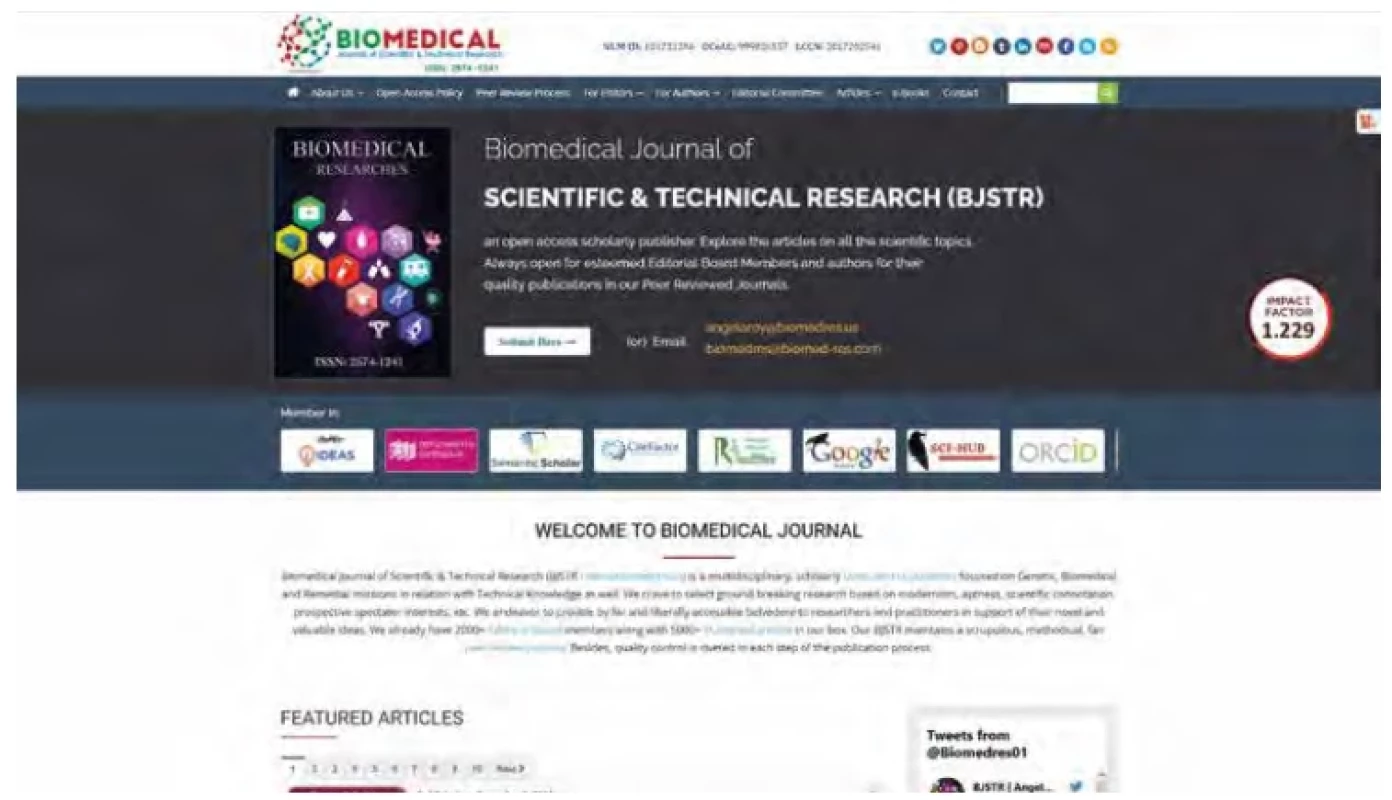 Homepage časopisu Biomedical Journal of Scientific & Technical Research