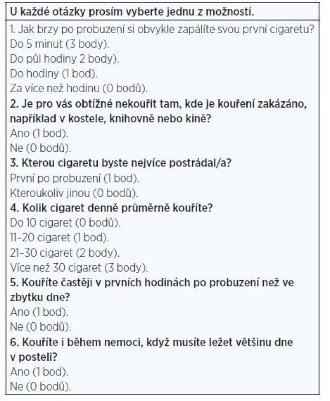 Fagerströmův test závislosti na cigaretách (9)