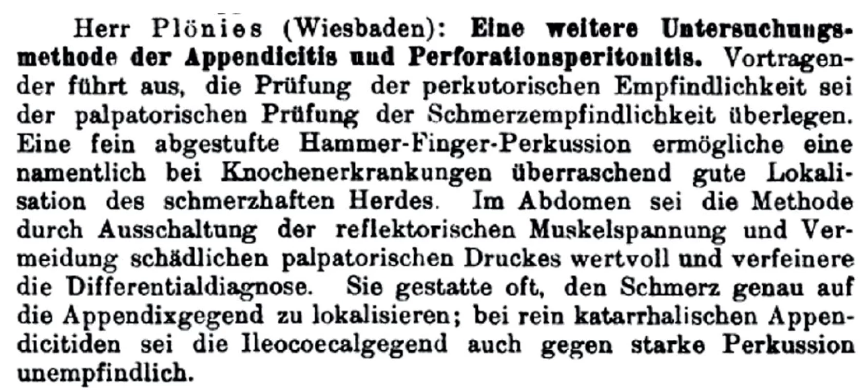 Souhrnná zpráva o obsahu přednášky dr. Plöniese z Deutsche medizinische Wochenschrift (1905)