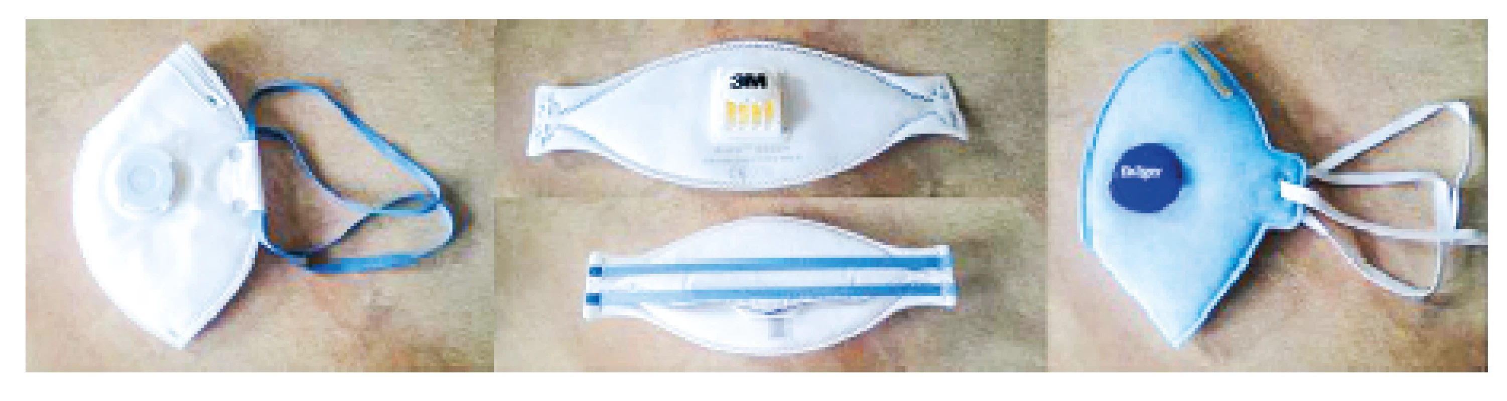Testované respirátory: Respirátor SPIRO P2, 3M Aura - P2,
Dräger X-plore 1720+V [9]