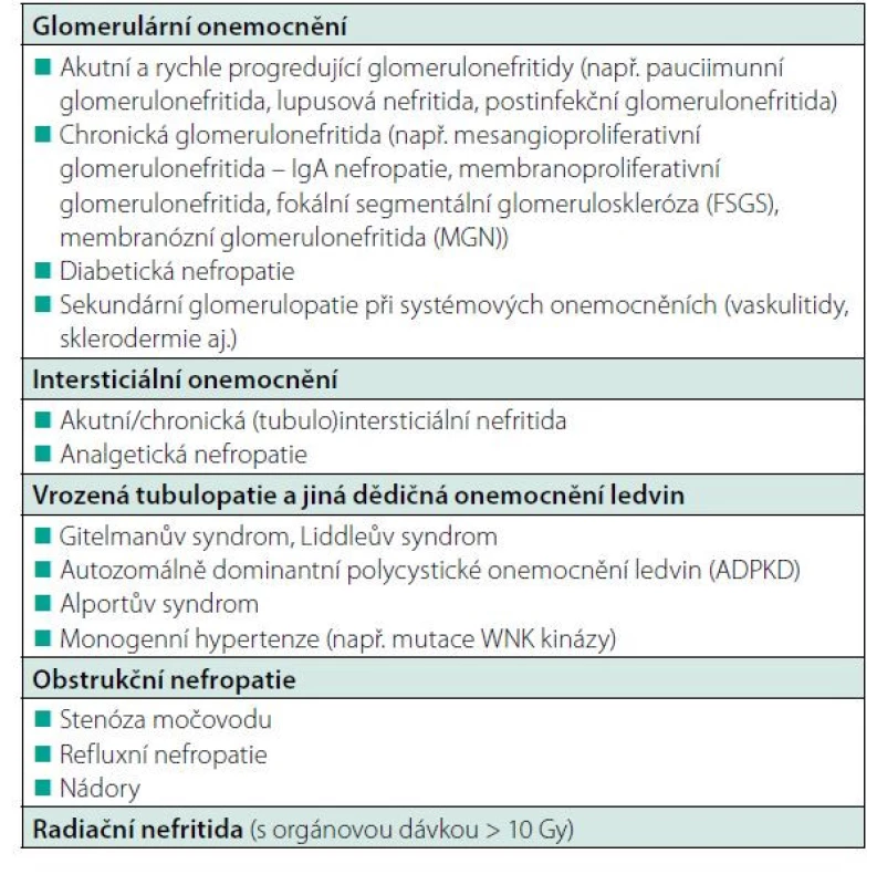 Možné příčiny renoparenchymatózní hypertenze (podle 1)