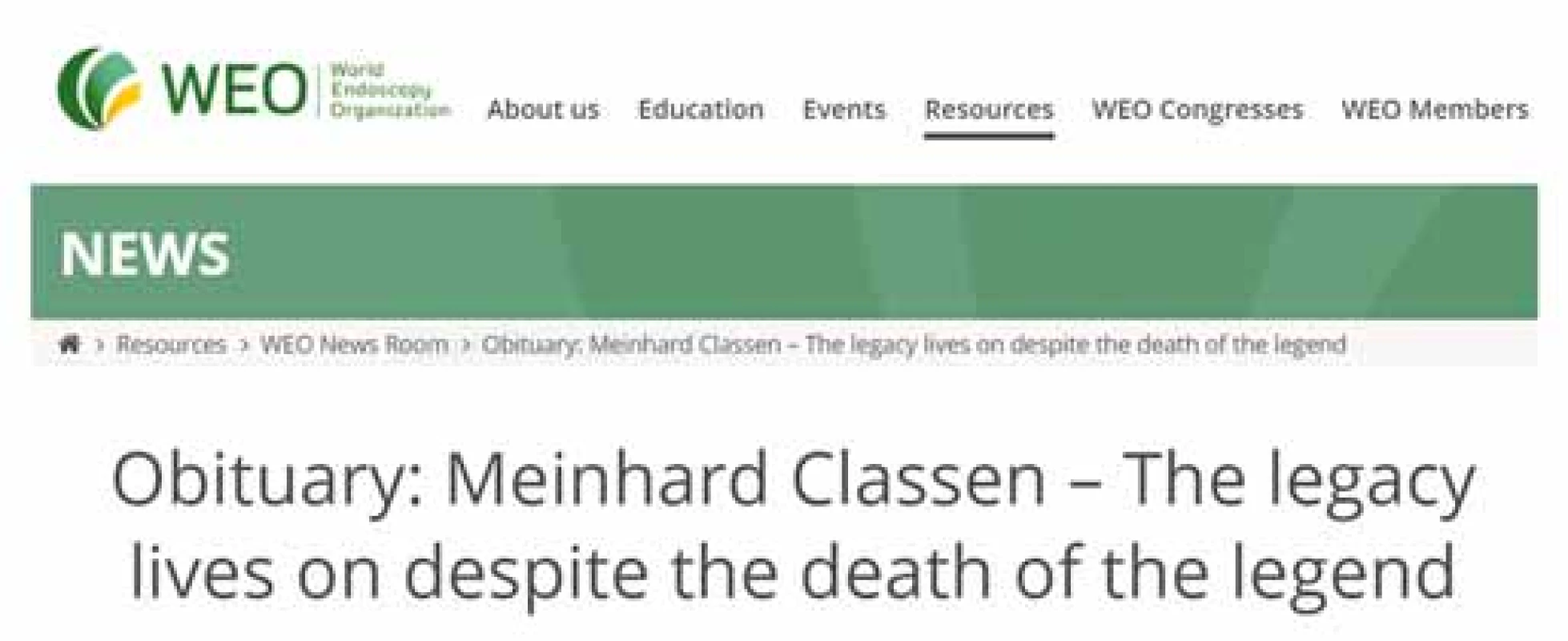 Prof. Meinhard Classen zemřel. Titulek jednoho z
mnoha nekrologů, které vyšly ve významných periodicích.
